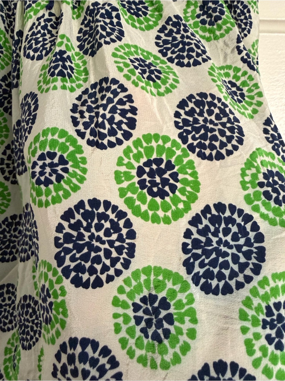 Yumi Kim 100% Silk Babydoll Tank Top Floral Print Green Navy Size Small - Picture 6 of 9